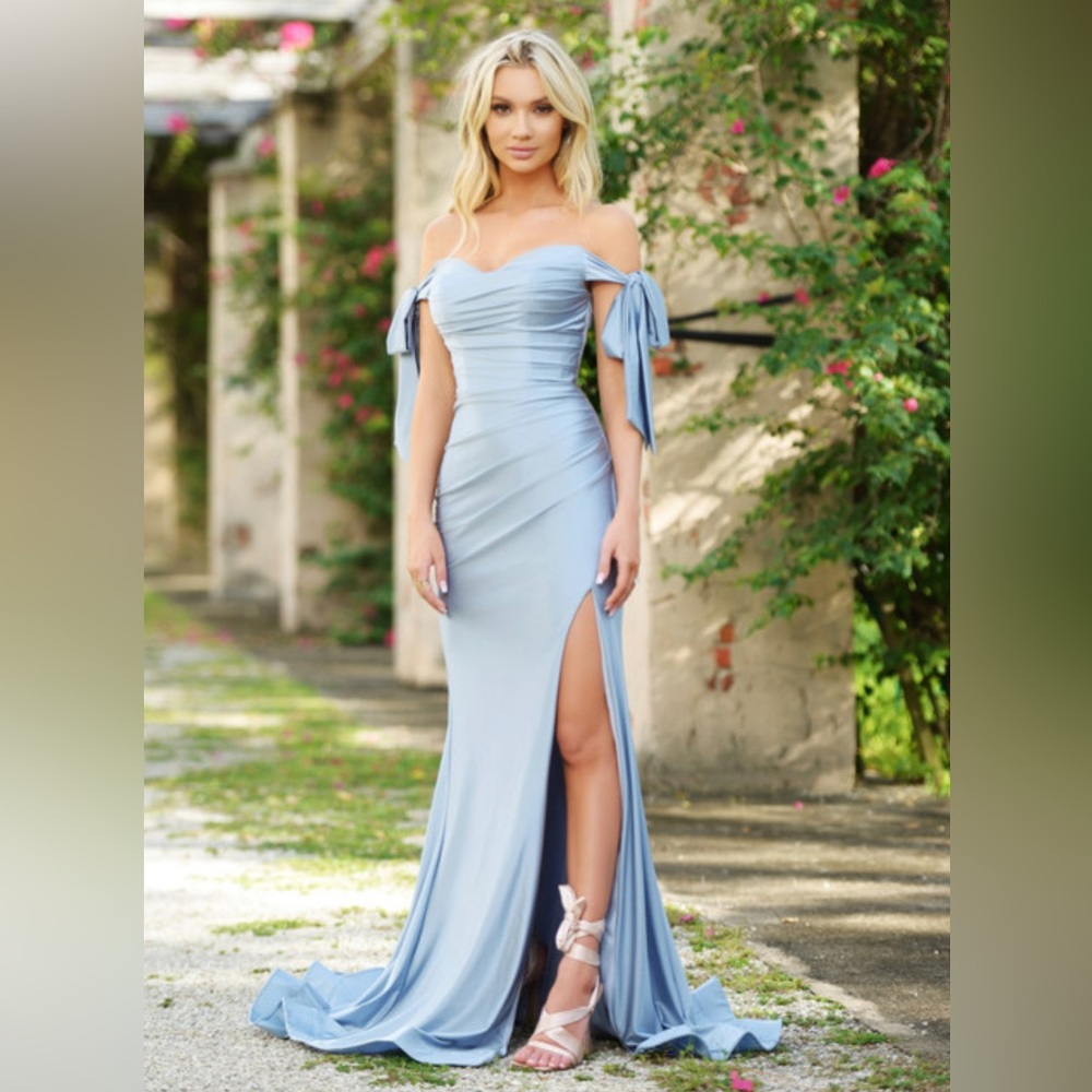 COPY - Amber Gown in Dusty Blue. Size 4